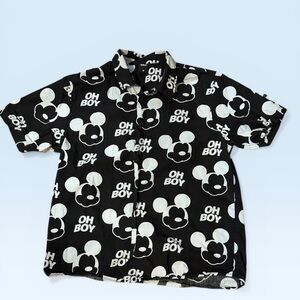 Oh Boy Black & White Graphic Button-Up Shirt
